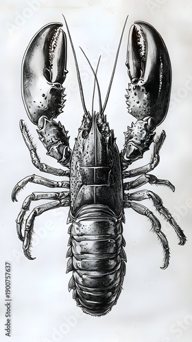 Lobster detailed sketch seafood marine anatomy realistic illustration photo