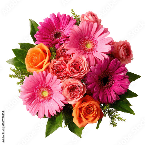 Vibrant bouquet of pink and orange flowers