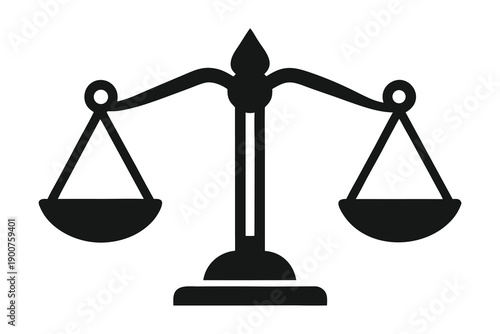 Golden scales of justice symbol featuring a 3d brass balance used by a lawyer or judge to measure legal equality in court as a vector illustration icon