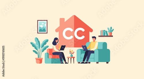 Two people working remotely on laptops in a cozy room setting