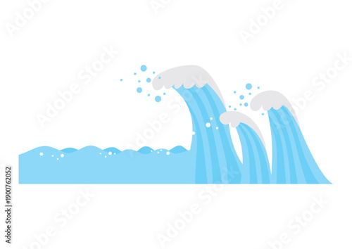 シンプルな大波のイラスト、海あり