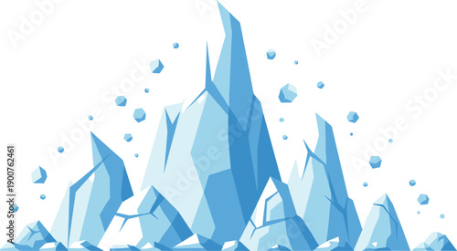 Sharp Ice Mountain Vector Illustration with Frozen Crystals and Arctic Winter Landscape