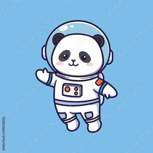 cute cartoon anda floating in spacesuit