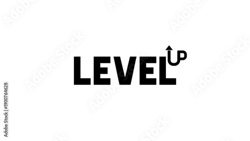 level up inscription, black isolated silhouette