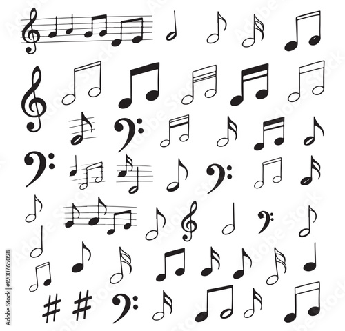 Music Notes Vector, Musical Symbols Clipart Graphics, Sheet Music Design, Melody Notes Set, Sound Music Pack, Musical Notation Collection, Song Notes Bundle


