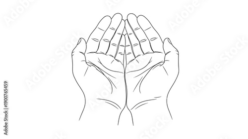 Two hands cupped together in a gentle gesture of care and protection viewed from the front