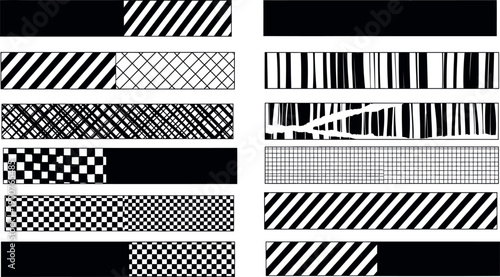 Black and white patterns isolated on transparent background