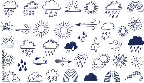 Weather icons set isolated on transparent background