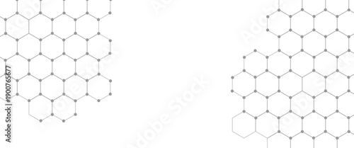 Hexagonal Molecular structure abstract tech network pattern. abstract geometric hexagon with connecting dots and lines. connecting Medical science, technology concept background Vector illustration.