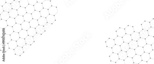 Hexagonal Molecular structure abstract tech network pattern. abstract geometric hexagon with connecting dots and lines. connecting Medical science, technology concept background Vector illustration.