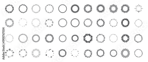 Ornamental Round Borders Set, Celtic Knot, Greek Key, and Laurel Wreaths