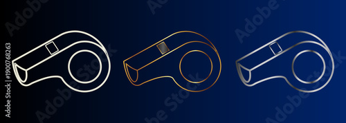 Simple Whistle Line Icons Set