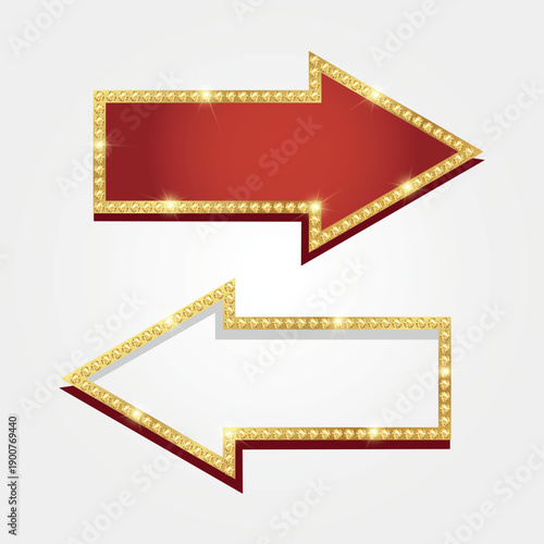 Shiny arrow frame with lights set