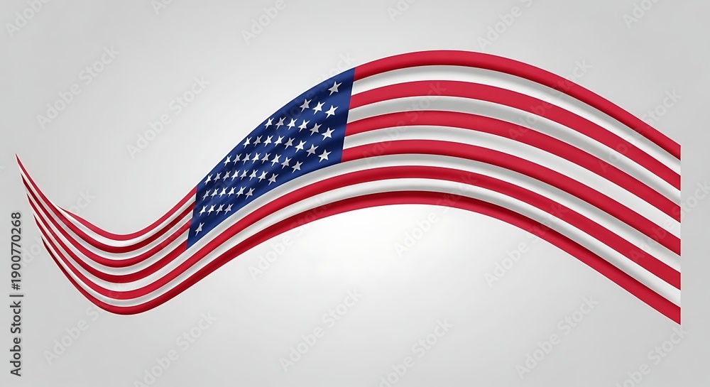 Fototapeta premium Waving american flag icon with red white and blue colors
