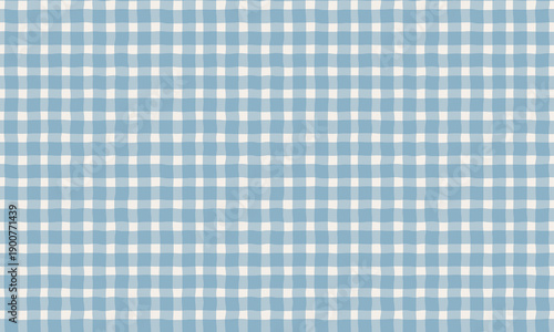 手書きのラフなギンガムチェック柄パターン（ブルー）