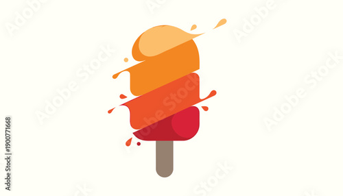 Colorful vector ice cream icon, orange red and yellow swirl, for food illustration or dessert menu, Isolated on transparent background, png
