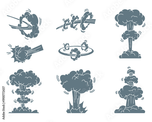 Explosion Silhouette Vector Icon Set