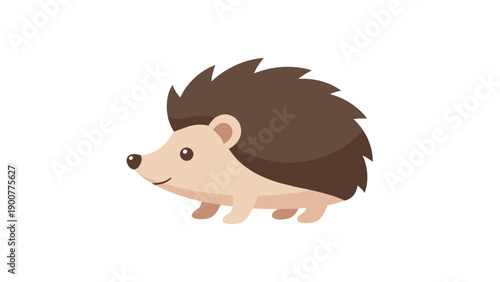 Cute Cartoon Hedgehog Walking Alone.