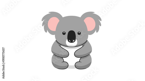 Cute cartoon koala bear sitting.
