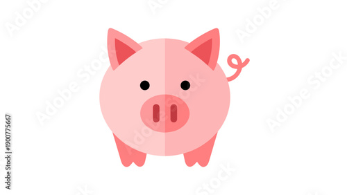 Cute Pink Pig Illustration.