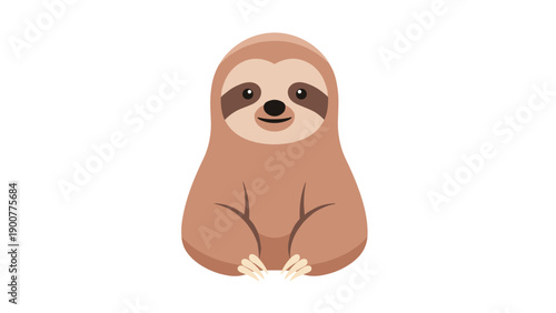 Cute Sloth Cartoon Character Face.