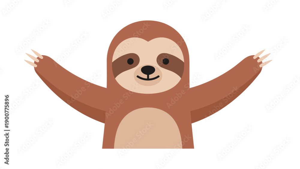 Fototapeta premium Smiling Sloth Cartoon Character.