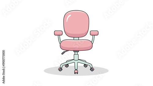Pink office chair on wheels.
