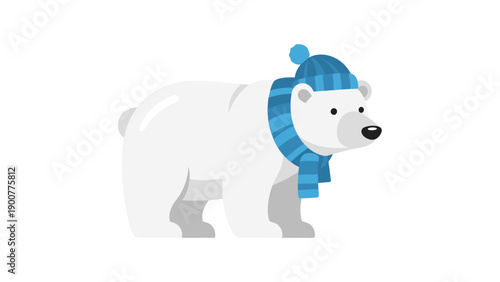 Polar bear in blue hat.