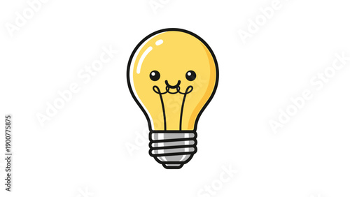 Smiling Cartoon Light Bulb Illustration.