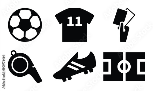 Football Soccer Sport Equipment and Referee Icon Set