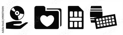 Editable Flat Media and Data Management Icon Set
