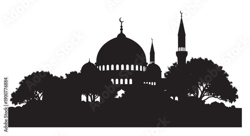 Ramadan Family Worship Icon Silhouette Design