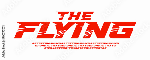 Sport Font Logo Alphabet Bold Italic Letter Set Modern Typography, Creative Typographic Design for Title Text, Car Race Typo Poster Headline, Red Type Symbol Logotype, Racing Fonts. Vector Typeface