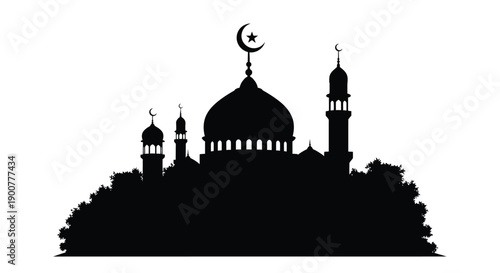 Modern Urban Mosque Courtyard Silhouette Frame
