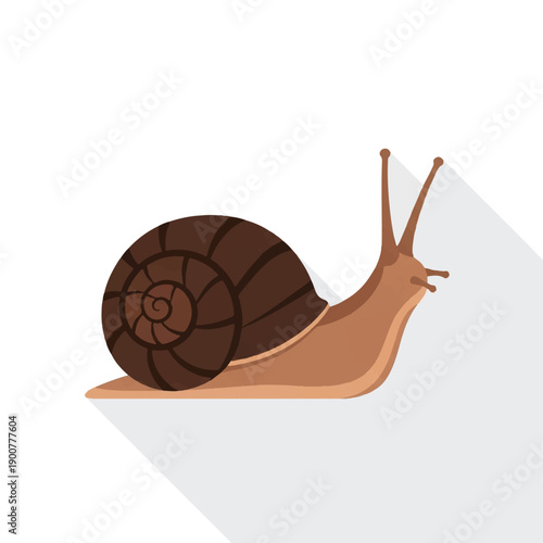 Snail with Brown Shell and Antennae.