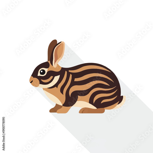 Stylized Cartoon Rabbit Illustration with Stripes.
