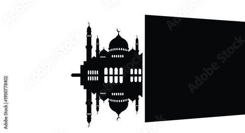 Ramadan Mosque Island Courtyard Silhouette Graphic