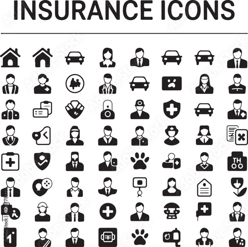 A set of insurance icons