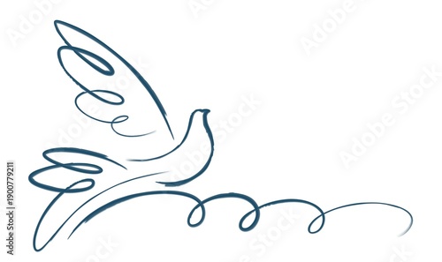 Sketch of a flying pigeon.