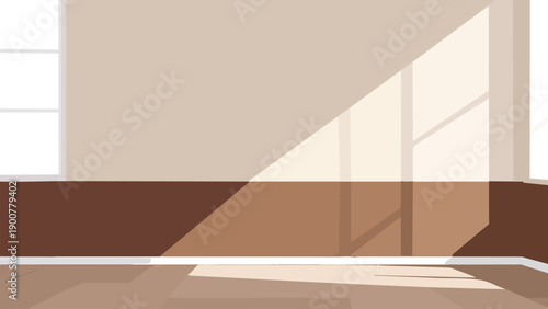 home room wall with window sunlight shadow