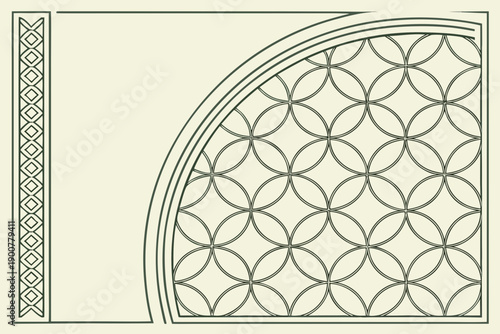 Intricate geometric patterns and designs on a circular architectural structure isolated on transparent background, isolated on white background, Vector