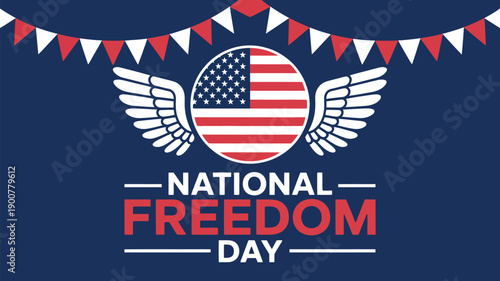 national freedom day illustration with american flag wings and bunting celebrating liberty equality and united states history