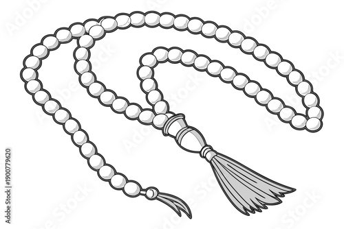 A detailed illustration of a beaded rosary with a cross pendant isolated on transparent background, isolated on white background, Vector