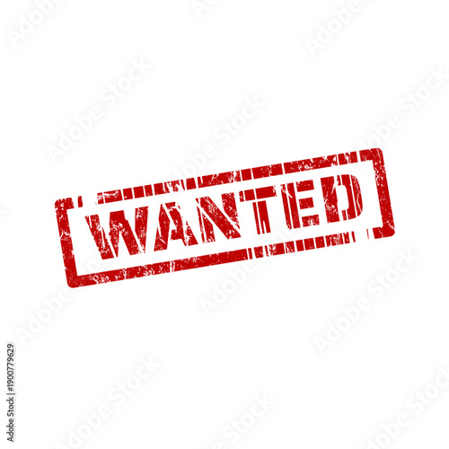 Wanted red rubber stamp with grunge effect