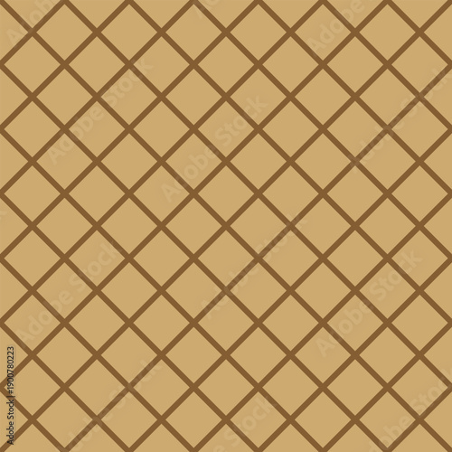 Seamless caramel diagonal grid vector on a sand background. Simple geometric design suitable for wallpaper, pattern design, branding, packaging, and digital use.