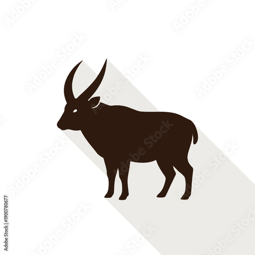 Vector Silhouette of Antelope with Horns.