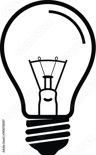 Incandescent light bulb line art icon isolated on transparent background