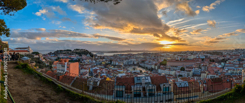 Panoramic view of Lisbon rooftop from viewpoint Miradouro da Graça