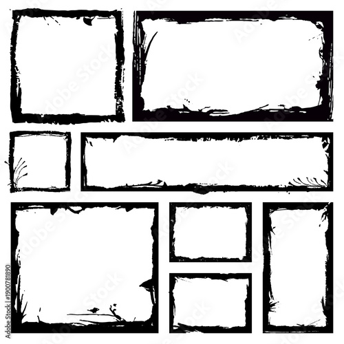 Set of grunge square frames...