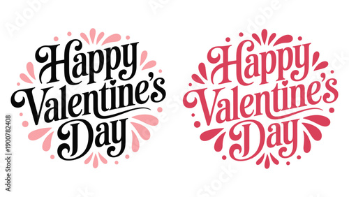 happy valentines day typography illustration with decorative lettering and heart elements celebrating love, romance and relationship celebration